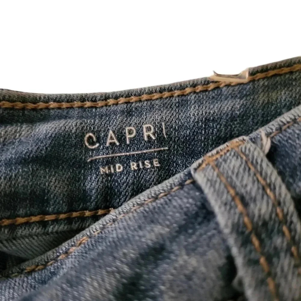 Simply Vera-Vera Wang Color Block‎ Mid Rise Women's Denim Capris Size 8 - Picture 9 of 14